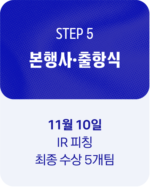 STEP 5 본행사·출항식 — 11월 10일 IR 피칭, 최종 수상 5개팀