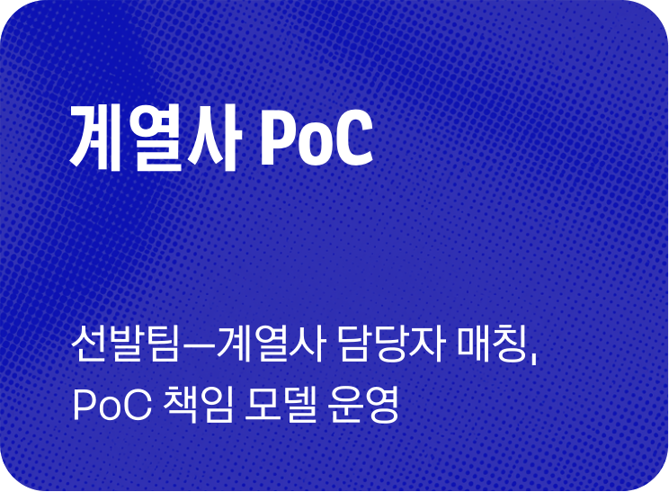 계열사 PoC — 선발팀–계열사 담당자 매칭, PoC 책임 모델 운영